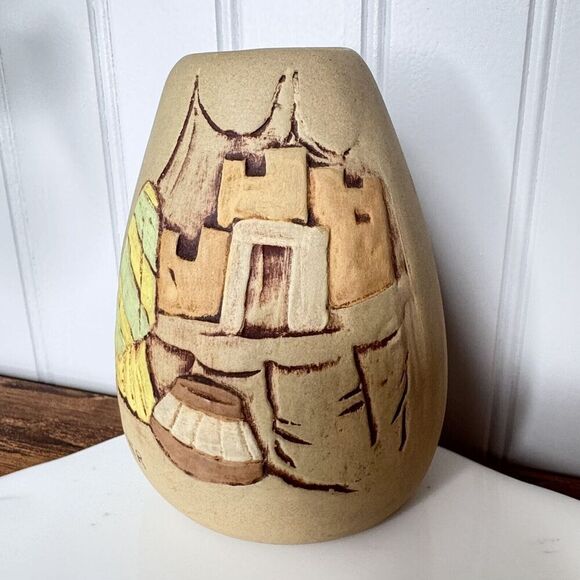 Vintage Janet Haefner Southwestern Pottery 5" Handcrafted Vase Signed 5” - Picture 1 of 10